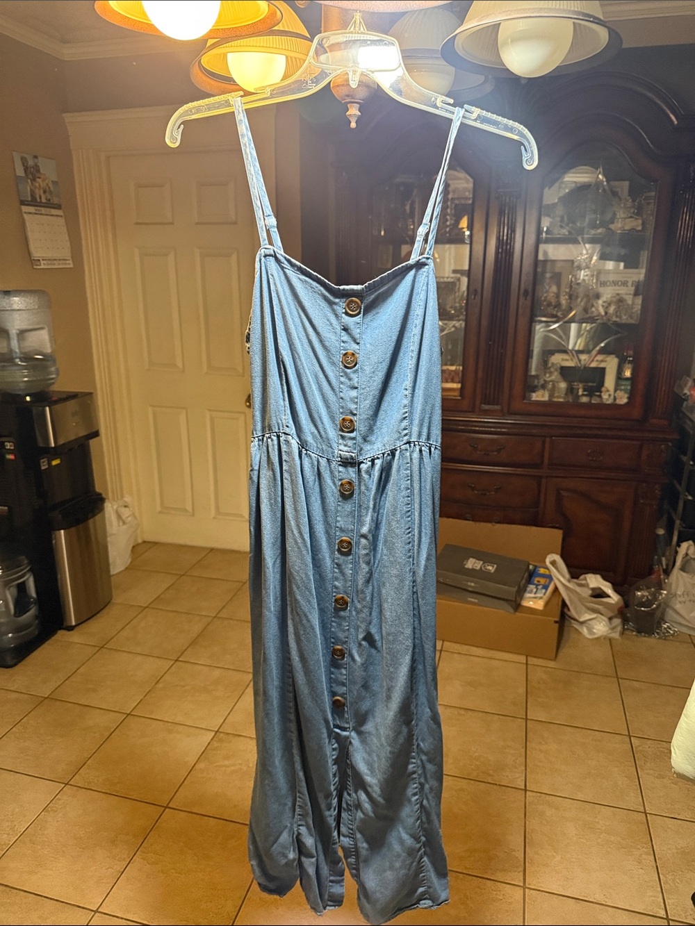Love Tree Light Blue Button-Front Midi Dress
